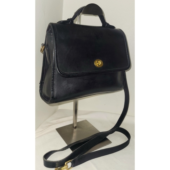 Coach 9870 Vintage Black Leather Court Crossbody Bag - Picture 5 of 8